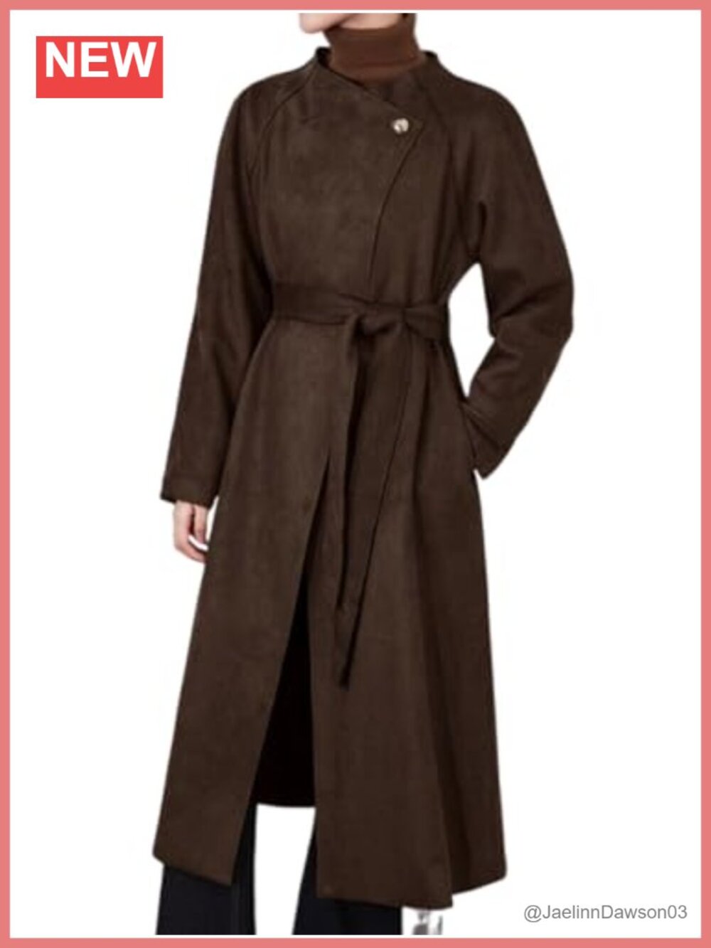 Faux Suede Long Trench Coat Open Front Belted Overcoat
